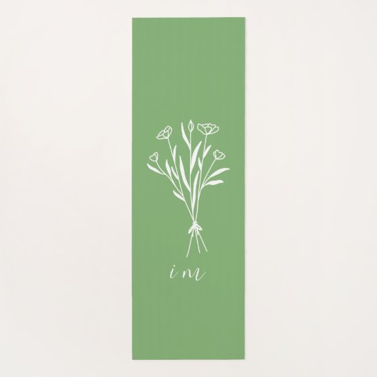 癒しのセージ緑の穏やかなオーガニックフローラ ヨガマット (裏面)