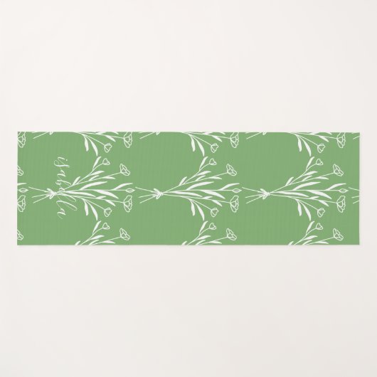 癒しのセージ緑の穏やかなオーガニックフローラ ヨガマット (正面(横))