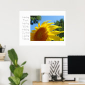 癒しのタッチアートプリント黄色いひまわりの花 ポスター (ホームオフィス)