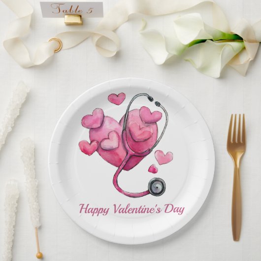癒しのハート バレンタインデザイン ペーパープレート (ウェディング)