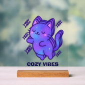 癒しのビジュアル ギャラクシー猫 – かわいい星空の幻想 アクリルサイン (ニュートラル)
