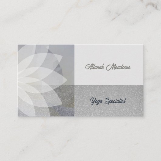 癒しのホワイトロータスヨガ瞑想ビジネスカード 名刺 (正面)