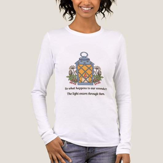 癒しのランタン|穏やかな光と精神的な希望 トライブレンドTシャツ (正面)