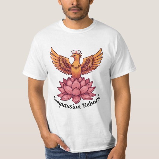 癒しの再誕 〜 ヒーリングと再生の看護師デザイン Tシャツ (正面)