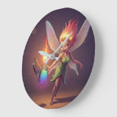 癒しの妖精のブライズシャワー ラージ壁時計 (傾斜)