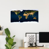 癒しの愛による全自然の色の世界地図 ポスター (ホームオフィス)