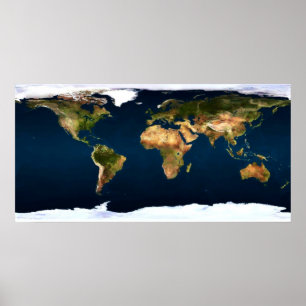 癒しの愛による全自然の色の世界地図 ポスター