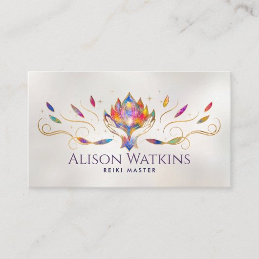 癒しの手と蓮のエネルカラフルギー・フロー 名刺 (正面)