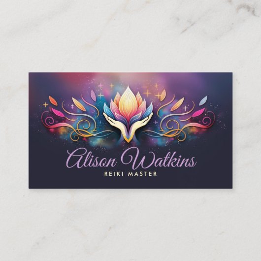 癒しの手と蓮のエネルカラフルギー・フロー 名刺 (正面)