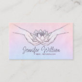 癒しの手と蓮の水のカラースケッチ 名刺 (正面)