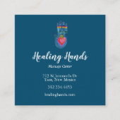 癒しの手のパターン青い名刺の正方形 スクエア名刺 (正面)