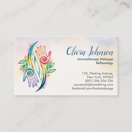 癒しの手 – 水彩 名刺 (正面)