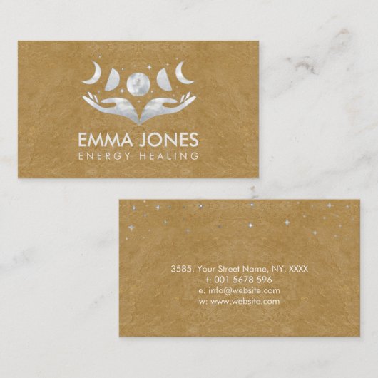 癒しの手 – Moons – 真珠と銀の母 名刺 (正面/裏面)