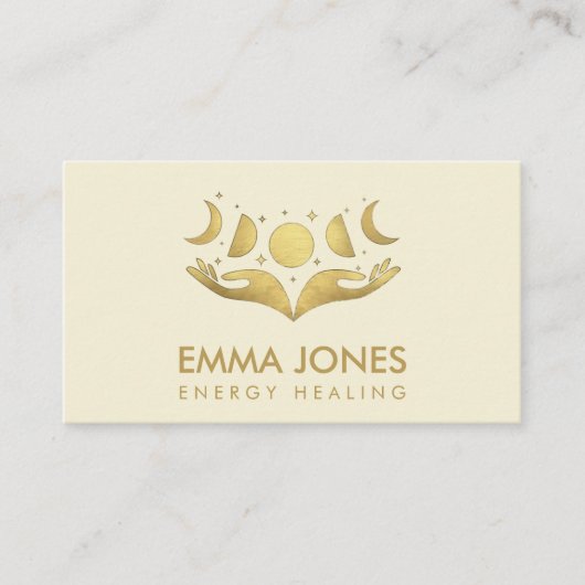 癒しの手 – Moons - Pastel金ゴールド名刺 名刺 (正面)
