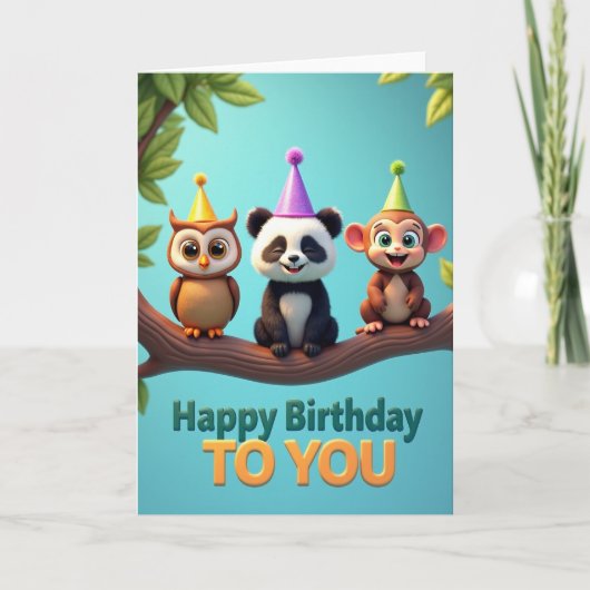 癒しの森の仲間たち 誕生日カード カード (正面)