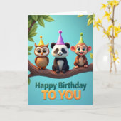癒しの森の仲間たち 誕生日カード カード (黄色い花)