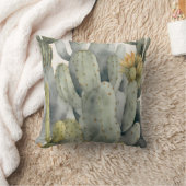 癒しの植物サボテンの水彩デコル クッション (ブランケット)