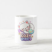 癒しの猫ステッカー | かわいい眠り猫 コーヒーマグカップ (中央)