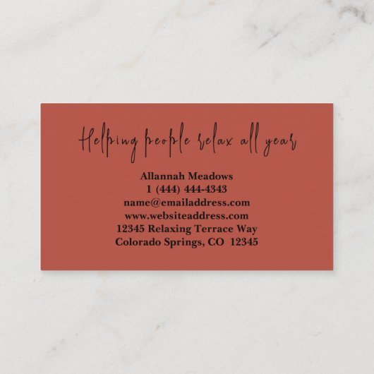 癒しの砂漠月瞑想ビジネスカード 名刺 (裏面)