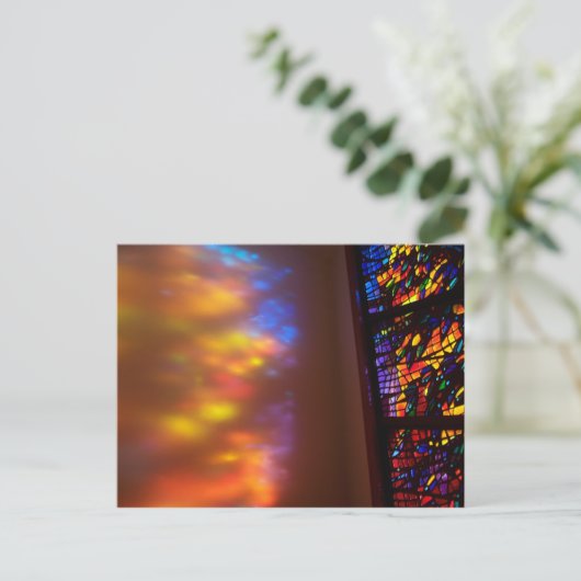 癒しの窓ステンドグラス教会のはがき ポストカード (スタンド正面)