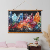 癒しの結晶の宝石 吊り下げ型タペストリー (寝室)