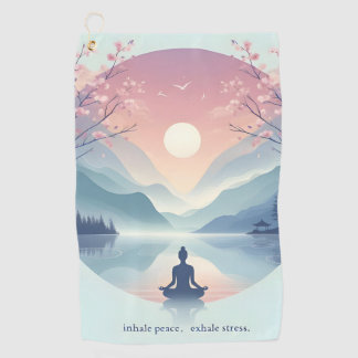 癒しの自然瞑想アート ゴルフタオル