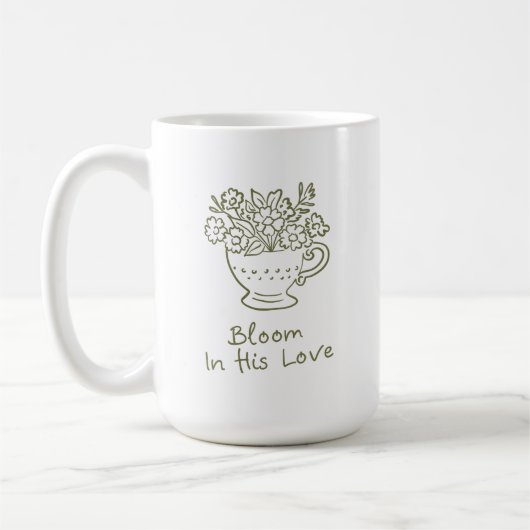 癒しの花柄キリスト教励ましギフト コーヒーマグカップ (左)