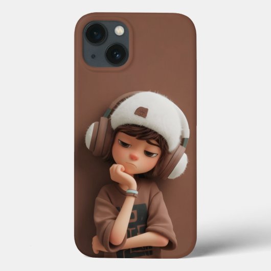 癒しの雰囲気: ヘッドホンを付けたおしゃれな少年 Case-Mate iPhoneケース (裏面)