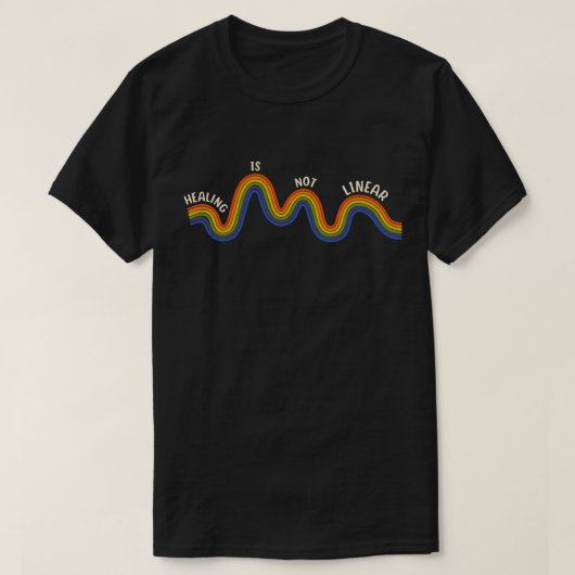 "癒しは直線的ではない" セラピストと心理士 Tシャツ (デザイン正面)