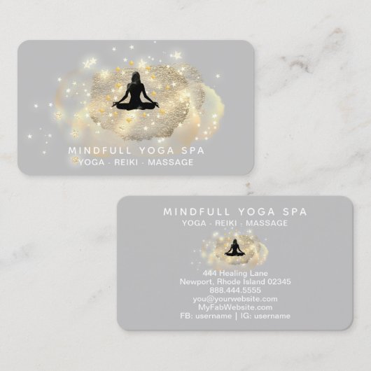 *～*癒しエネルギー金ゴールド女性ヨガロータスビジネス 名刺 (正面/裏面)
