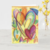 癒しハート感動的カード カード (黄色い花)