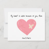 癒しハート:母の愛に捧げる手描き サンキューカード (正面)