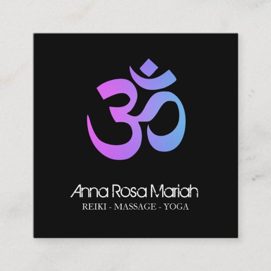 *~*癒しヨガエネルギーヒーラーオウムOmシンボル スクエア名刺 (正面)