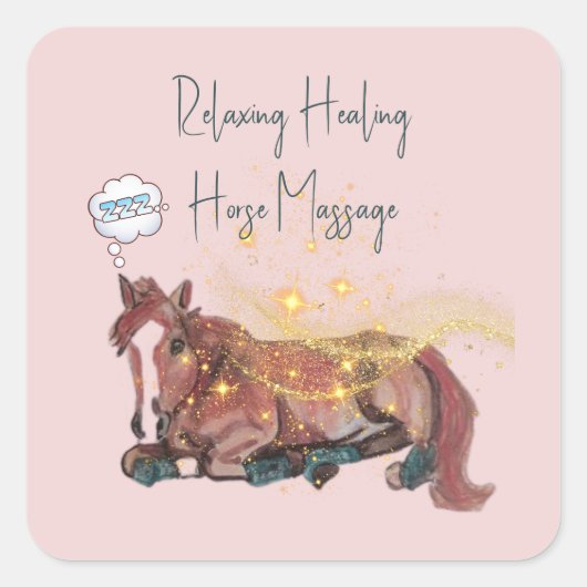 癒しリラックスの馬マッサージ スクエアシール (正面)