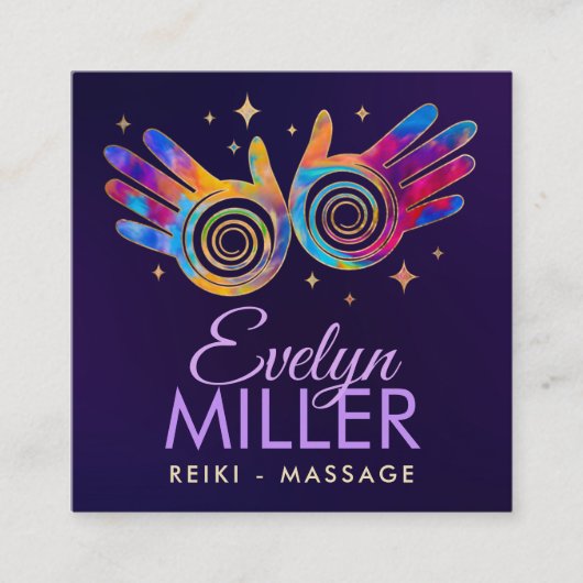 癒し手カラフルエナジーススパイラル スクエア名刺 (正面)