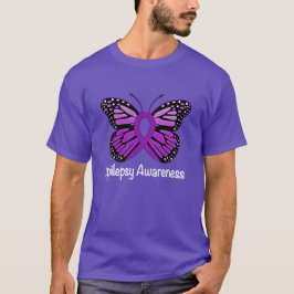 癲癇の蝶認識度のリボン Tシャツ