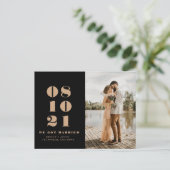 発モダンはっきりした結婚告日 ポストカード (スタンド正面)