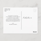 発モダンはっきりした結婚告日 ポストカード (裏面)