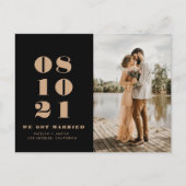 発モダンはっきりした結婚告日 ポストカード (正面)