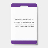 発作アラーパーソナライズされたトサービス犬ID写真 バッジ (裏面)