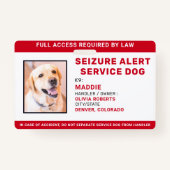 発作パーソナライズされた警告サービス犬の写真ID バッジ (正面)