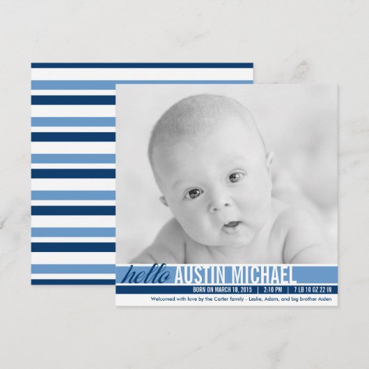 発信モダン音-青 案内状 (正面/裏面)