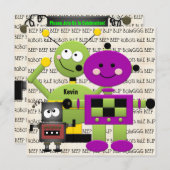 発信音の発信音のロボットは誕生日の招待状をカスタマイズ 招待状 (正面/裏面)