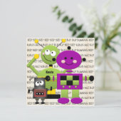 発信音の発信音のロボットは誕生日の招待状をカスタマイズ 招待状 (スタンド正面)