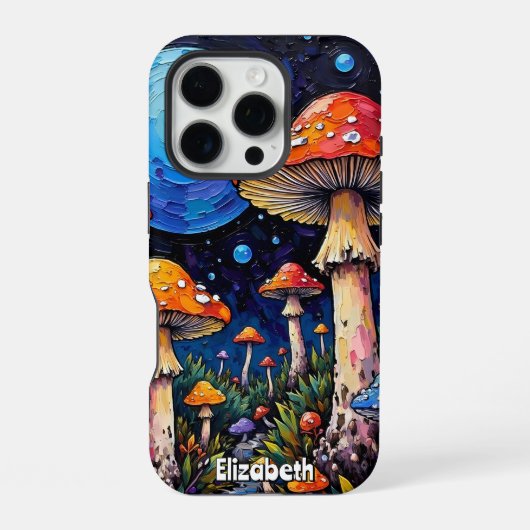 発光するキノコの夢の世界 iPhoneケース (裏面)
