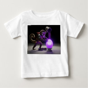 発光する物体にマジックパープルダストを注ぐモンキーの戦士 ベビーTシャツ