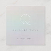 発光する虹色モノグラムモダンミニマル スクエア名刺 (正面)