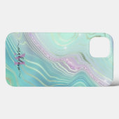 発光アクアクリスタル大理石虹色アジエートケース Case-Mate iPhoneケース (裏面 (横))