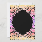 発光エレガントバラブラックフローラブライダルシャワー 招待状 (裏面)