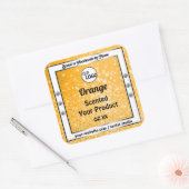 発光オレンジの輝きグリッター製品ラベルロゴ スクエアシール (封筒)